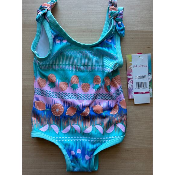 Pink Platinum Girls 18 months Fruit Print One Piece Swimsuit NWT - Picture 3 of 5